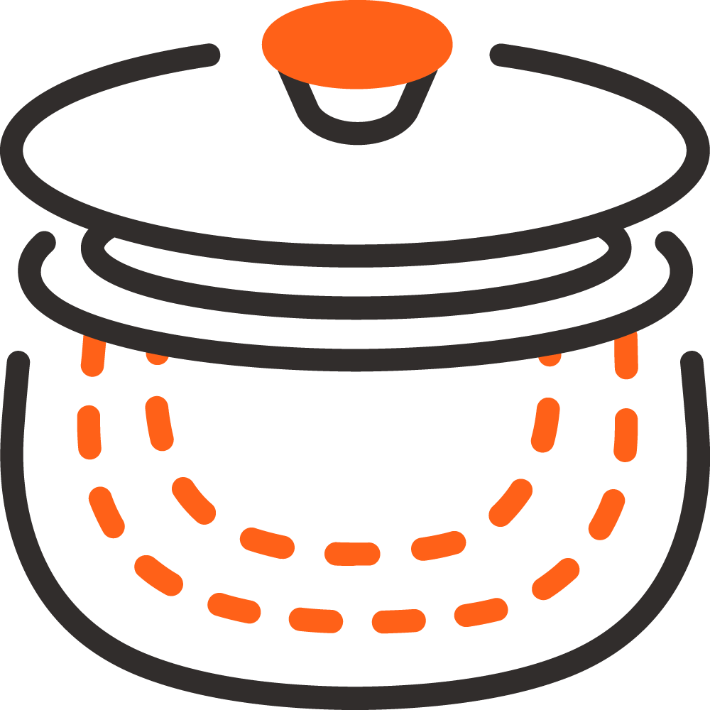 一個精巧萬用鍋蓋可適用於不同尺碼的鍋具，可騰出更多廚房空間。